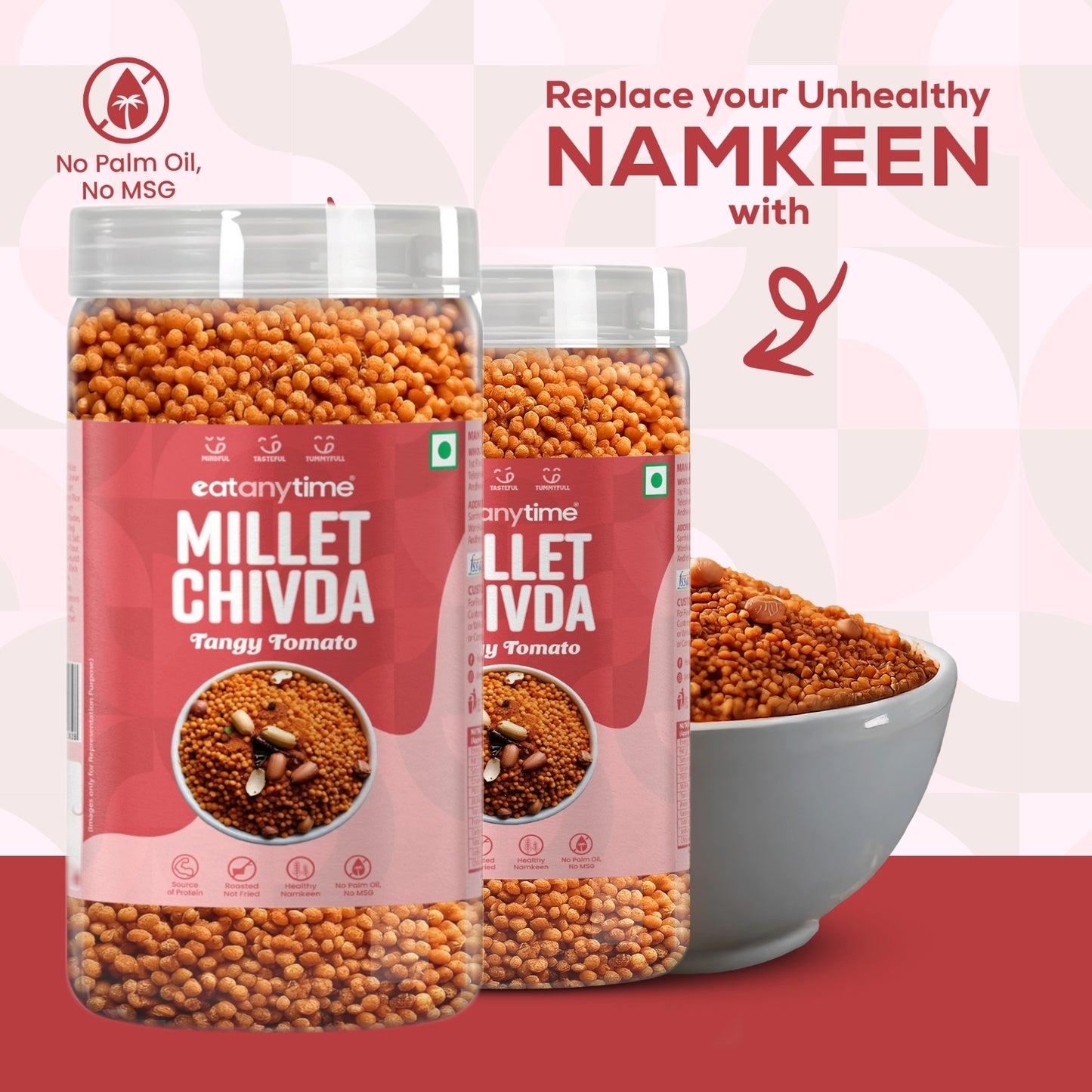 Eat Anytime Millet Chivda 600gm | Rich In Fiber & Protein Gluten-Free | No Artificial Additives | Healthy Snacking