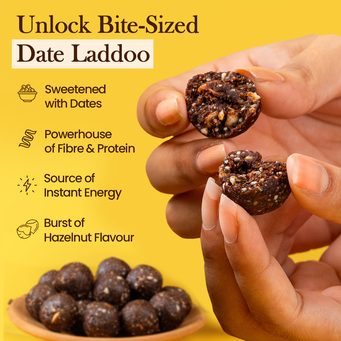 Mindful Bites Hazelnut Date Laddoos - New Launch