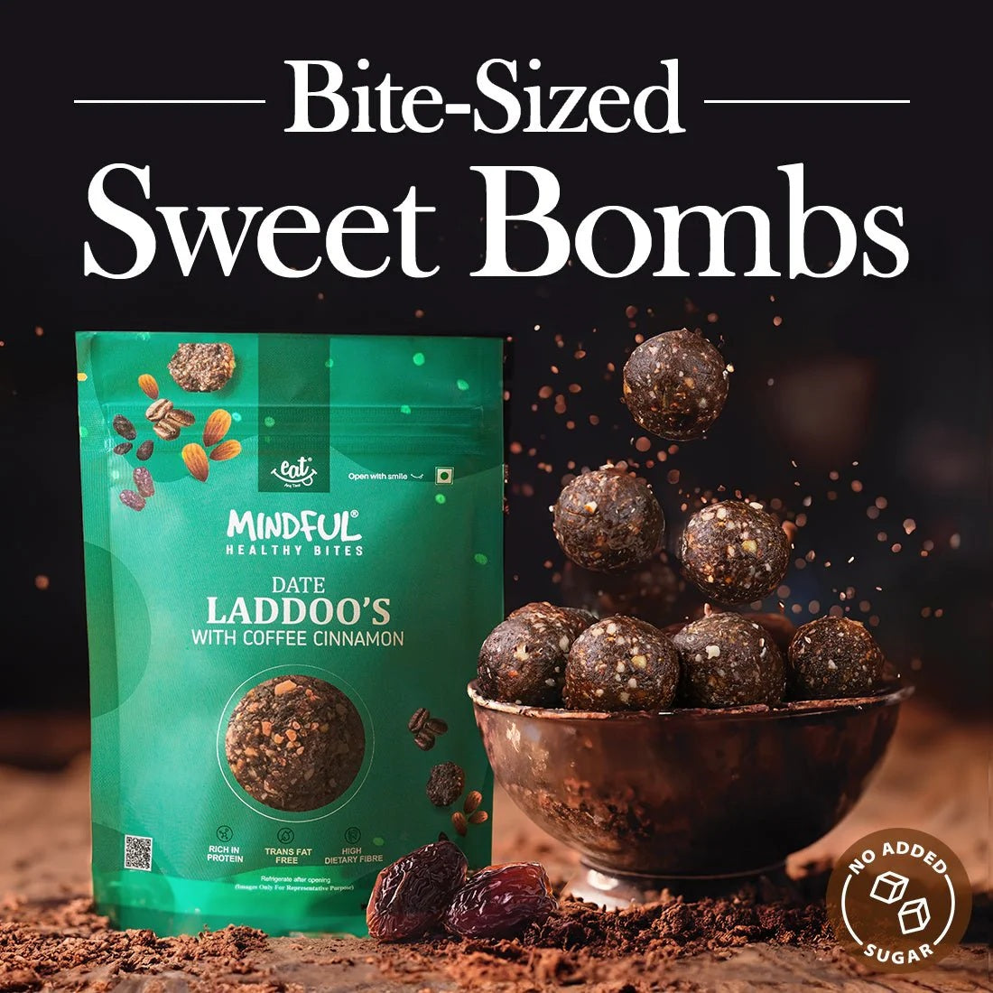 Mindful Healthy Bites Coffee Cinnamon Date Laddoos - New Launch