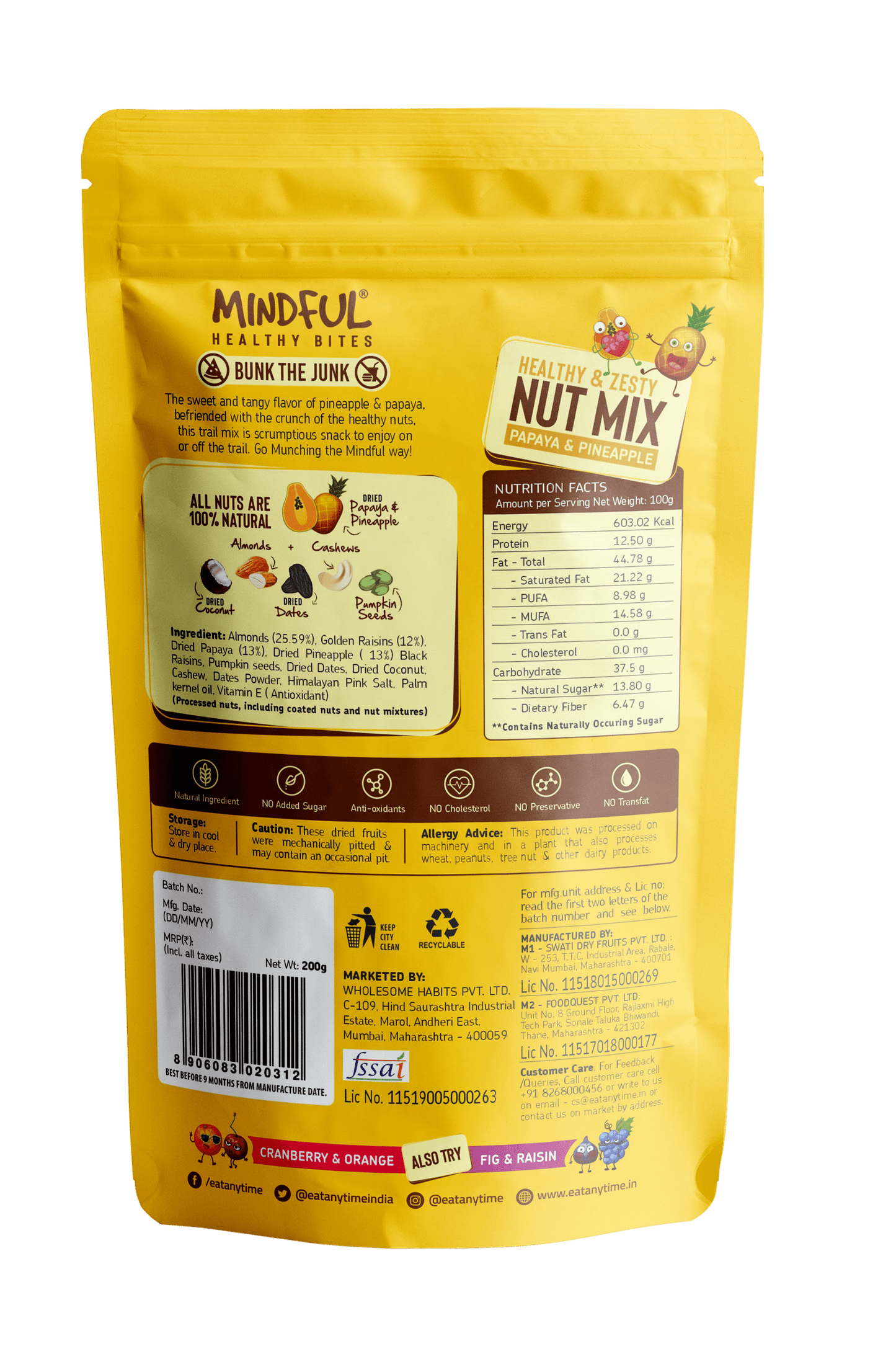 PAPAYA Pinapple Nut Trail Mix - Eat Anytime